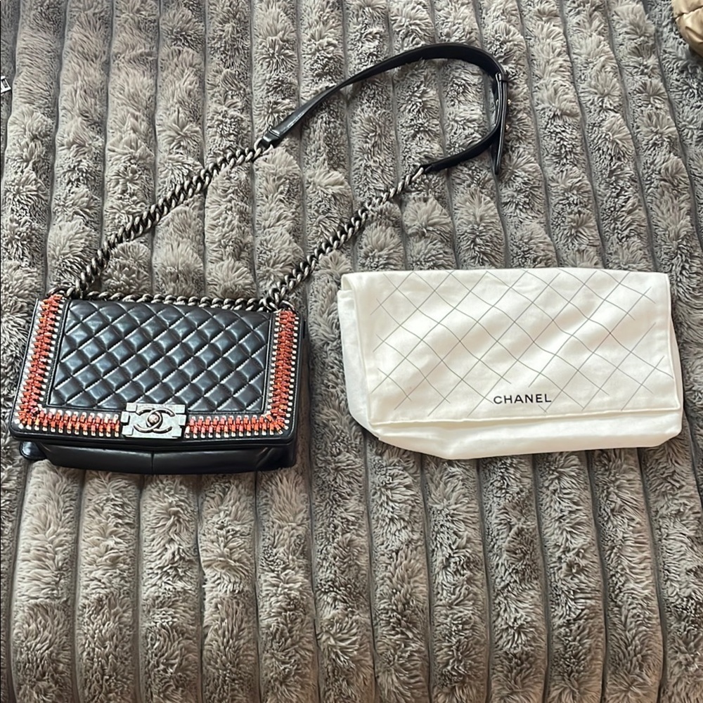 Chanel Black and Red Quilted Crossbody Bag